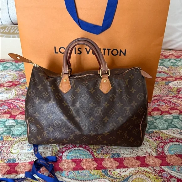 Louis Vuitton Monogram Speedy 35 Satchel - Brown & Tan - Picture 5 of 17